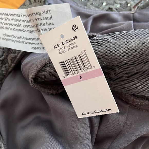 Alex Evenings Pewter Lace Gown 1121896 NWT - Picture 6 of 8